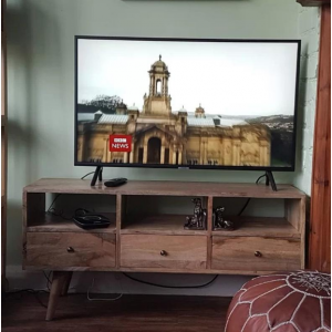 Scandinavian TV Stand Vintage Retro Storage Cabinet Nordic Solid Wood Media Shelf Unit - Image 5