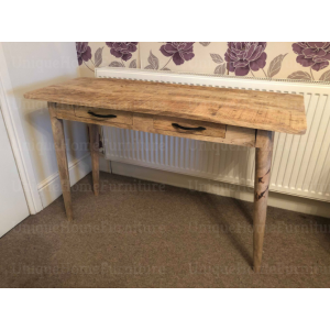 Scandinavian Computer Desk Vintage Nordic Workstation Rustic Solid Wood Table - Image 4