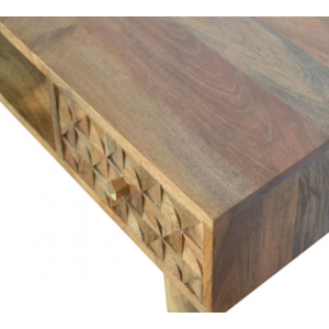 Mid Century Desk Vintage Computer Table Rustic Solid Wood Writing Unit - Image 4
