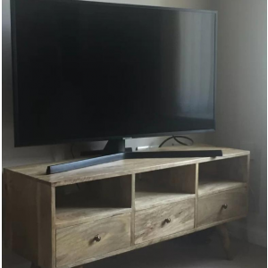 Scandinavian TV Stand Vintage Retro Storage Cabinet Nordic Solid Wood Media Shelf Unit - Image 3