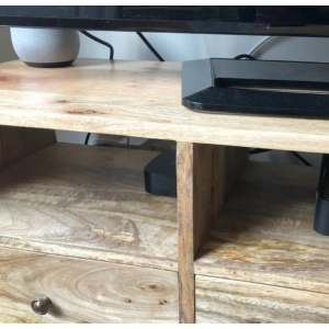 Scandinavian TV Stand Vintage Retro Storage Cabinet Nordic Solid Wood Media Shelf Unit - Image 4