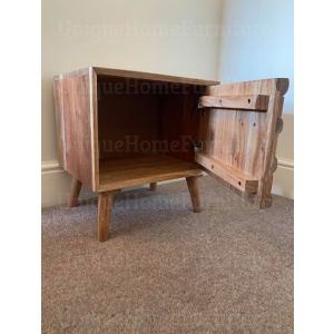 Rustic Wood Nightstand Vintage Bedside Table - Image 2