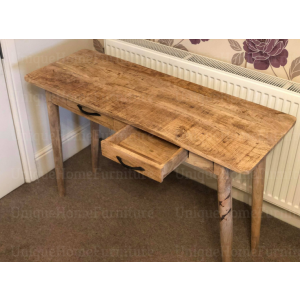 Scandinavian Computer Desk Vintage Nordic Workstation Rustic Solid Wood Table - Image 5