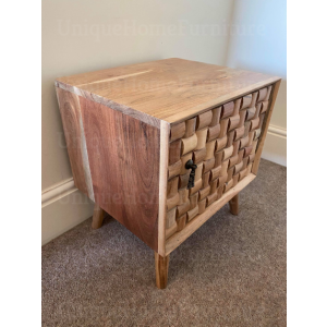 Rustic Wood Nightstand Vintage Bedside Table - Image 4