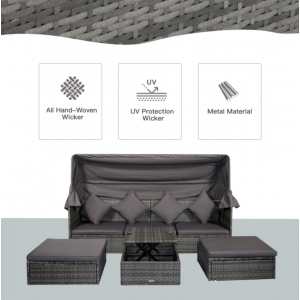 Large Rattan Sofa Set Garden Patio Day Bed - Image 7