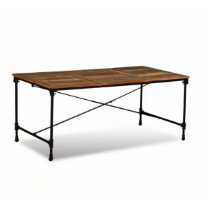 Industrial Dining Table Rustic Metal Solid Wood Vintage Retro Kitchen Unit - Image 3