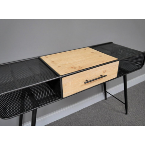Industrial Computer Desk Rustic Metal Office Storage Vintage Retro Workstation Writing Table - Image 3