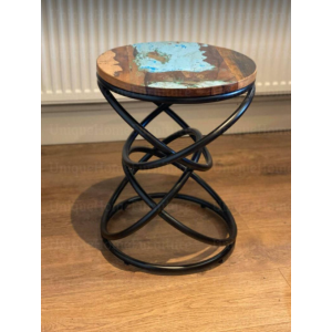 Industrial Side Table Rustic Metal End Coffee - Image 2