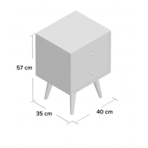 Nordic Bedside Table Scandinavian Cabinet Rustic Solid Wood 2 Drawers Unit - Image 4