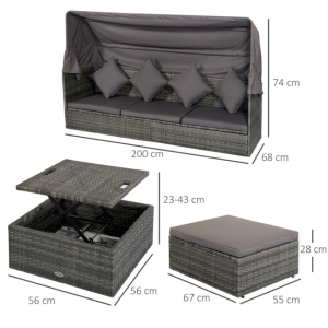 Large Rattan Sofa Set Garden Patio Day Bed - Image 5