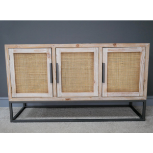 Rattan Door Sideboard Industrial Large Cabinet - Image 3