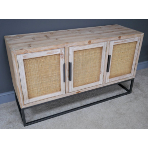 Rattan Door Sideboard Industrial Large Cabinet - Image 4