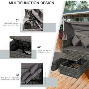 Large Rattan Sofa Set Garden Patio Day Bed - Image 3