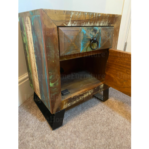 Industrial Bedside Table Rustic Nighstand Solid Wood Cabinet Unit - Image 3
