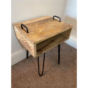 Industrial Side Table Rustic Bedside Cabinet - Image 3