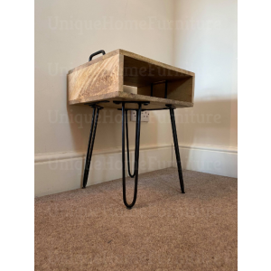 Industrial Side Table Rustic Bedside Cabinet - Image 4