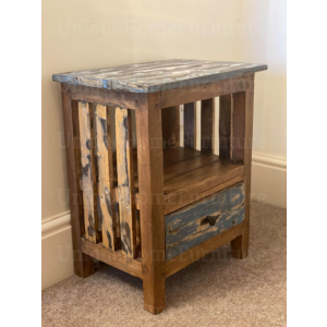 Rustic Bedside Table Wooden Cabinet Unit - Image 3