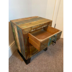 Industrial Bedside Table Rustic Nighstand Solid Wood Cabinet Unit - Image 4