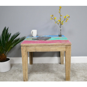Rustic Side Table Wooden Coffee Square Plant Lamp End Stand - Image 4