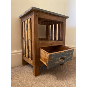 Rustic Bedside Table Wooden Cabinet Unit - Image 5