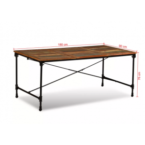 Industrial Dining Table Rustic Metal Solid Wood Vintage Retro Kitchen Unit - Image 5