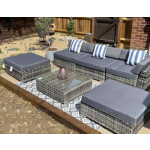 Corner Rattan Sofa Set Wicker Patio Furniture Glass Table Lounge Garden Couch