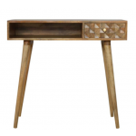 Mid Century Desk Vintage Computer Table Rustic Solid Wood Writing Unit