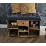 Rustic Storage Bench Vintage Shoe Shelf Scandinavian Solid Wood Window Seat