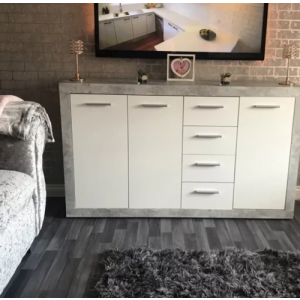 Grey Storage Sideboard Concrete Look Chest - Image 2
