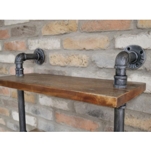 Industrial Wall Shelf Rustic Solid Wood Display Cabinet Vintage Shelving Unit - Image 4
