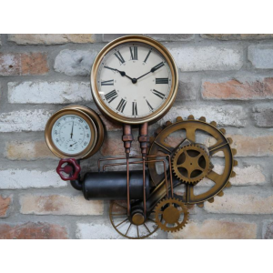 Industrial Wall Clock Rustic Metal Humidity Unit Vintage Retro Round Furniture - Image 4