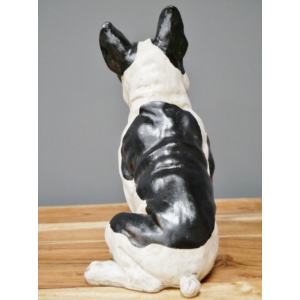 French Bulldog Ornament Sitting Dog Structure White Black Statue Retro Art Decor - Image 4