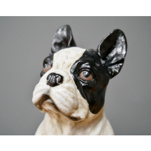 French Bulldog Ornament Sitting Dog Structure White Black Statue Retro Art Decor - Image 3