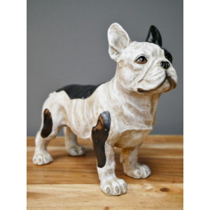 French Bulldog Ornament Standing Dog Structure White Black Retro Resin Statue - Image 3