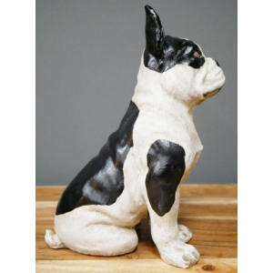 French Bulldog Ornament Sitting Dog Structure White Black Statue Retro Art Decor - Image 5