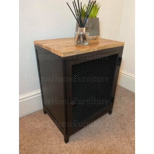 Industrial Bedside Table Rustic Metal Cabinet Small Vintage Storage Cupboard - Image 6