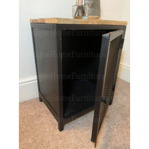 Industrial Bedside Table Rustic Metal Cabinet Small Vintage Storage Cupboard - Image 5