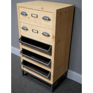 Industrial Chest Drawers Rustic Tall Cabinet - Image 2