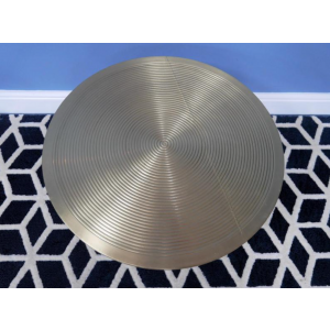 Industrial Coffee Table Metal Brass Round - Image 4