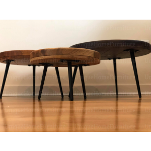 Rustic Nest Tables Set 3 Industrial Side Coffee - Image 2