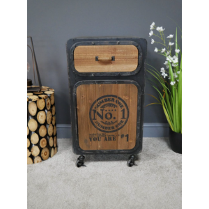 Industrial Side Cabinet Rustic Bedside Table - Image 3
