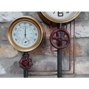 Industrial Wall Clock Vintage Retro Humidity Unit Rustic Metal Pipe Furniture - Image 3