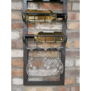 Industrial Wine Rack Metal Wall Cabinet - Image 5