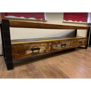 Large TV Stand Vintage Industrial Media Cabinet - Image 3