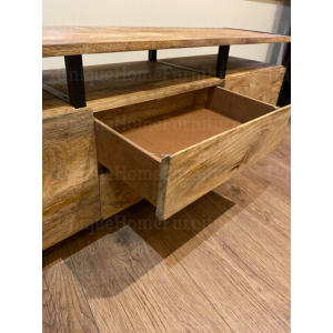 Industrial TV Stand Rustic Wood Media Cabinet - Image 2