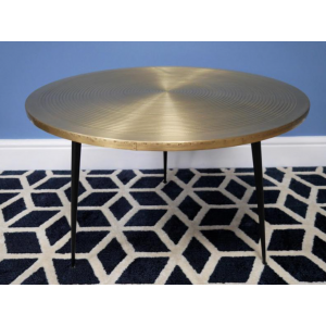 Industrial Coffee Table Metal Brass Round - Image 2