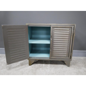 Industrial Side Cabinet Small Rustic Metal Cupboard Unit Vintage Retro Furniture - Image 7