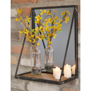 Industrial Wall Mirror Rustic Metal Shelf Vintage Retro Shabby Chic Bathroom - Image 3
