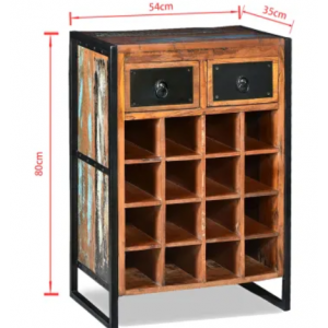 Industrial Wine Cabinet Rustic Solid Wood Mini Bar Vintage Storage Rack - Image 5