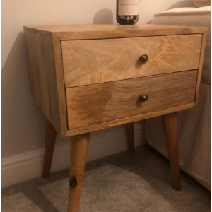 Nordic Bedside Table Mid Century Side Cabinet Solid Wood Scandinavian 2 Drawers - Image 5
